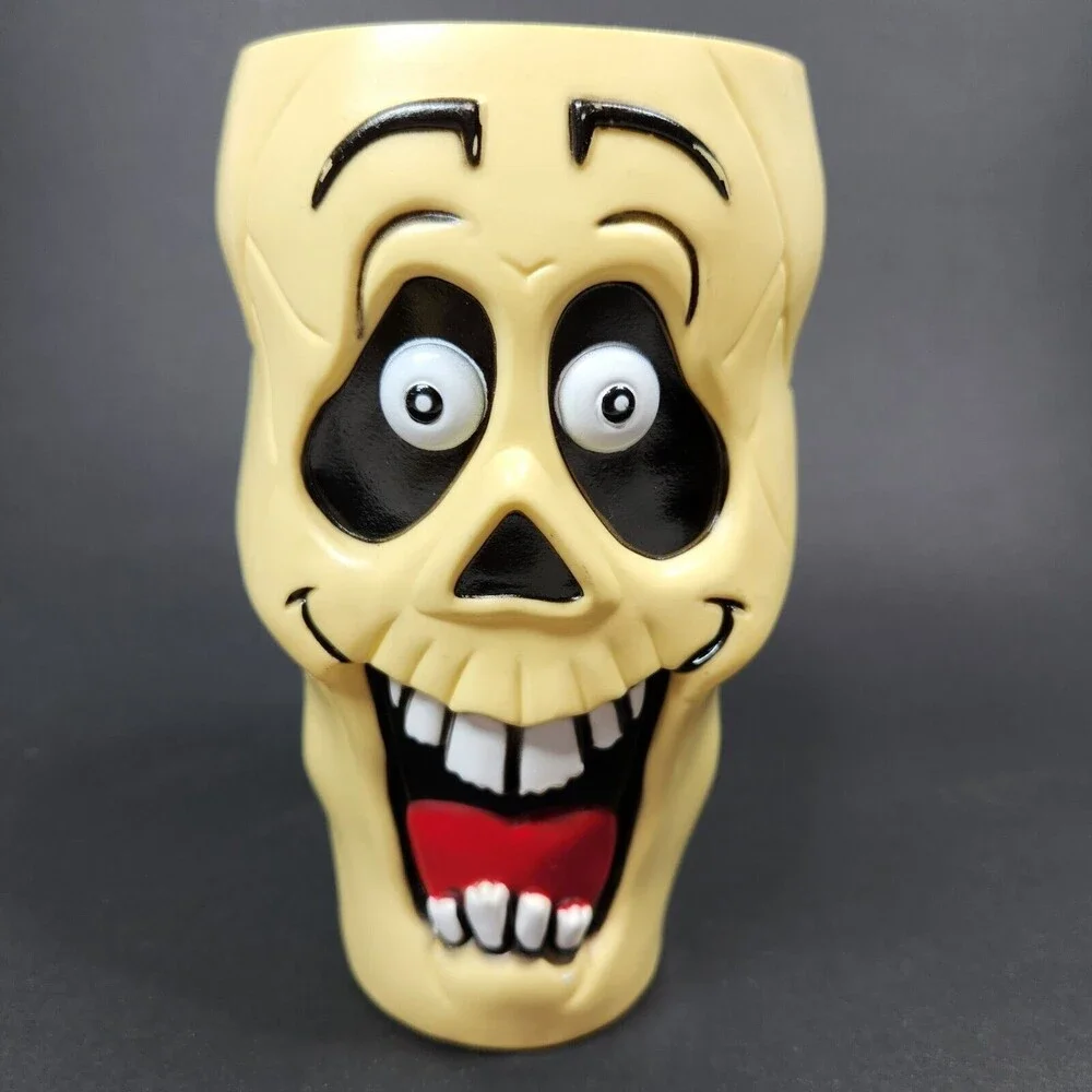Halloween Skeleton Plastic Cups 3 Lot Mold Formed Silly Monsters 6 inch